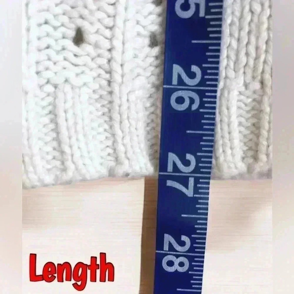 Y2K Women’s V-Neck Tunic Cable Knit Ivory Long Sleeve Rare Sweater Link Sz S - Picture 5 of 6
